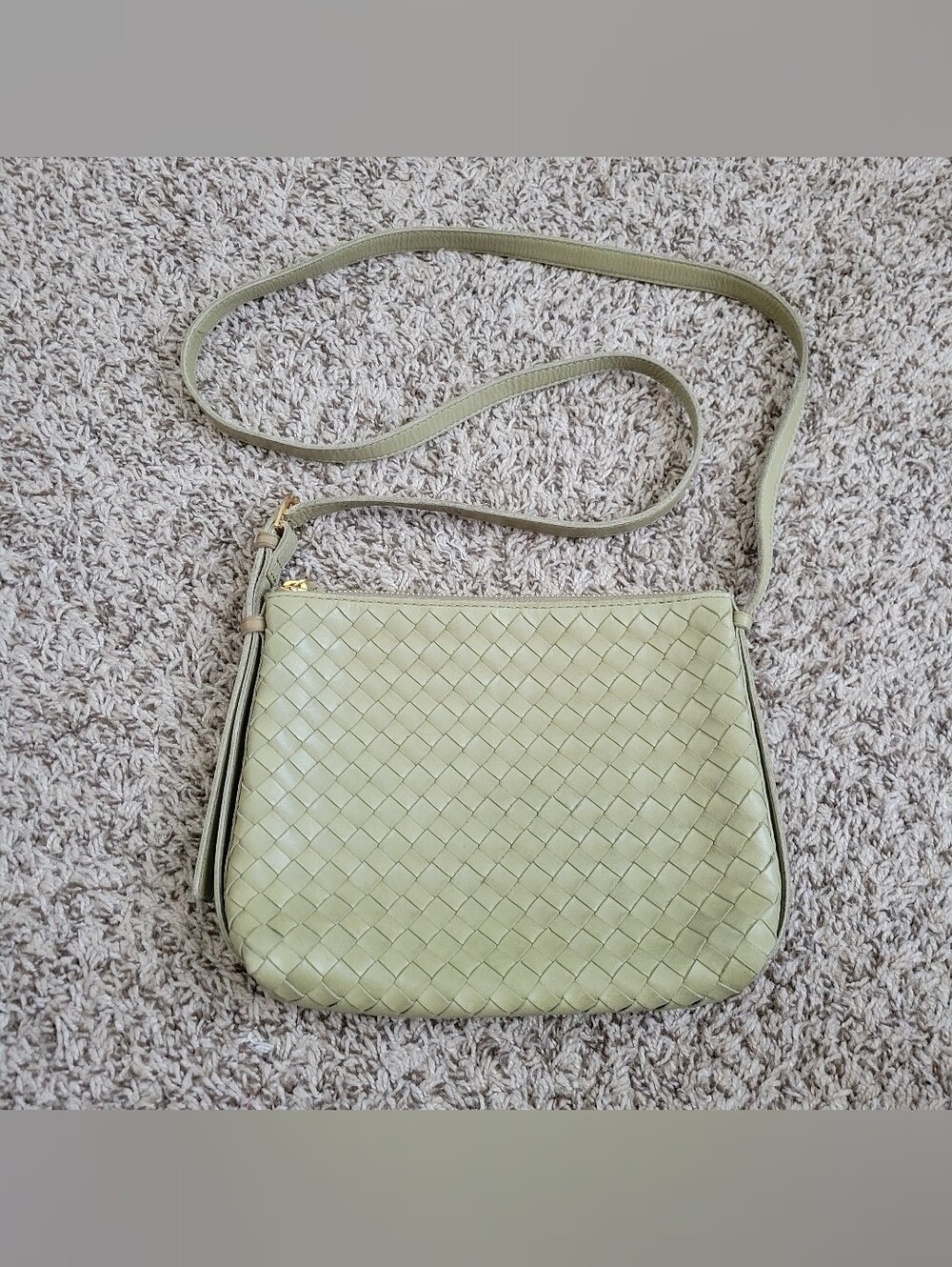 Madewell Crossbody Bag In Handwoven Leather Ash Green Woven Purse Handbag